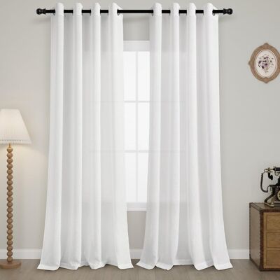 Inny producent Zasłony Firanki Półprzezroczyste Lniane do Salonu Białe 140x138 cm 2 szt Inny producent Zasłony Firanki Półprzezroczyste Lniane do Salonu Białe 140x138 cm 2 szt