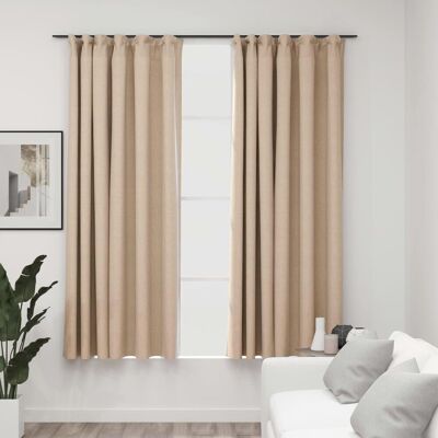 VMP Zasłony Stylizowane Na Lniane, 2 Szt., Beżowe, 140x175 Cm VMP Zasłony Stylizowane Na Lniane, 2 Szt., Beżowe, 140x175 Cm