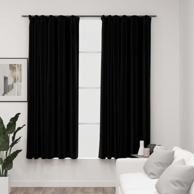 VMP Zasłony Stylizowane Na Lniane, 2 Szt., Czarne, 140x175 Cm VMP Zasłony Stylizowane Na Lniane, 2 Szt., Czarne, 140x175 Cm