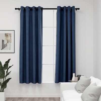 VMP Zasłony Stylizowane Na Lniane, 2 Szt., Niebieskie, 140x175 Cm VMP Zasłony Stylizowane Na Lniane, 2 Szt., Niebieskie, 140x175 Cm