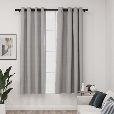 VMP Zasłony stylizowane na lniane, 2 szt., szare, 140x175 cm VMP Zasłony stylizowane na lniane, 2 szt., szare, 140x175 cm