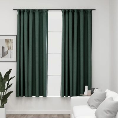 VMP Zasłony Stylizowane Na Lniane, 2 Szt., Zielone, 140x175 Cm VMP Zasłony Stylizowane Na Lniane, 2 Szt., Zielone, 140x175 Cm