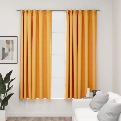 VMP Zasłony stylizowane na lniane, 2 szt., żółte, 140x175 cm VMP Zasłony stylizowane na lniane, 2 szt., żółte, 140x175 cm