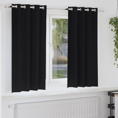 vidaXL Zasłony z zasłonami 2 pcs Czarny 175 x 140 cm Poli vidaXL Zasłony z zasłonami 2 pcs Czarny 175 x 140 cm Poli