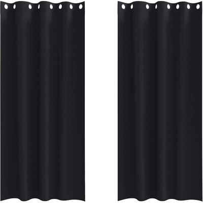 vidaXL Zasłony z zasłonami 2 pcs Czarny 245 x 140 cm Poli vidaXL Zasłony z zasłonami 2 pcs Czarny 245 x 140 cm Poli
