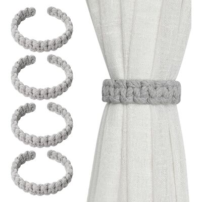 Inny producent 4 Szt. Wiązania Do Zasłon Boho Ręcznie Tkane Bawełniane Szare 25 Cm Inny producent 4 Szt. Wiązania Do Zasłon Boho Ręcznie Tkane Bawełniane Szare 25 Cm