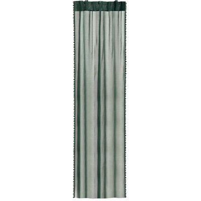 Homla Firanka ADI z pomponikami zielona 140x250 cm Homla Firanka ADI z pomponikami zielona 140x250 cm