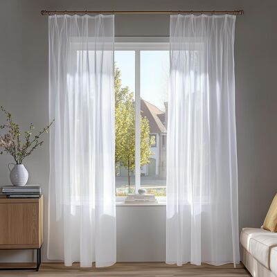 Inny producent Firanki 145x140cm Białe Komplet 2 Sztuki Woal Przewiewne Zasłony Okienne Inny producent Firanki 145x140cm Białe Komplet 2 Sztuki Woal Przewiewne Zasłony Okienne
