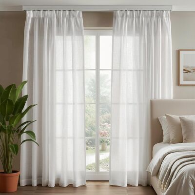 Inny producent Firanki 235x140cm Woal Len Struktura Przewiewne Białe Zasłony 2 Sztuki Inny producent Firanki 235x140cm Woal Len Struktura Przewiewne Białe Zasłony 2 Sztuki