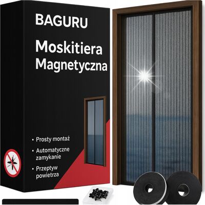 Inny producent Moskitiera Drzwi Magnetyczna Zasłona Na Okno Balkonowe 90x230 Magnes Komar Inny producent Moskitiera Drzwi Magnetyczna Zasłona Na Okno Balkonowe 90x230 Magnes Komar