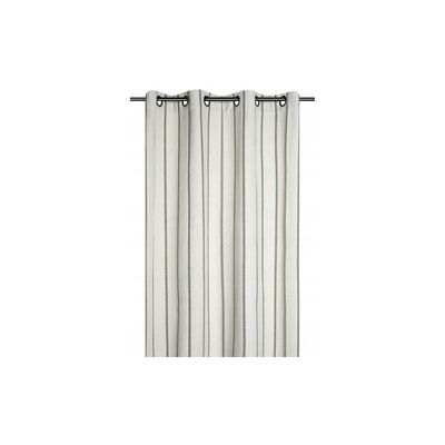 STOF ZASŁONA BAWEŁNIANA PIONOWE PASY 135 X 260 CM ZIELONA METALOWE PRZELOTKI STOF ZASŁONA BAWEŁNIANA PIONOWE PASY 135 X 260 CM ZIELONA METALOWE PRZELOTKI