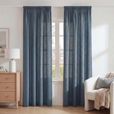 Inny producent Zasłona Lniana Z Taśmą Marszczącą Półprzezroczysta 140x245 Cm 2 Panele / Niebieski Szary Inny producent Zasłona Lniana Z Taśmą Marszczącą Półprzezroczysta 140x245 Cm 2 Panele / Niebieski Szary