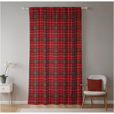 Akuku Zasłona Okienna W Czerwoną Kratkę Tartan 117x175cm Plisowana Do Domu Salonu Akuku Zasłona Okienna W Czerwoną Kratkę Tartan 117x175cm Plisowana Do Domu Salonu