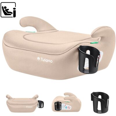 Fotelik samochodowy Tulano Cabby 20 Beige 125-150 cm I-Size, lekki 1,2 kg, Technologia Ultra Soft, uchwyt na kubek, R129, montaż pasem, Beżowy Fotelik samochodowy Tulano Cabby 20 Beige 125-150 cm I-Size, lekki 1,2 kg, Technologia Ultra Soft, uchwyt na kubek, R129, montaż pasem, Beżowy