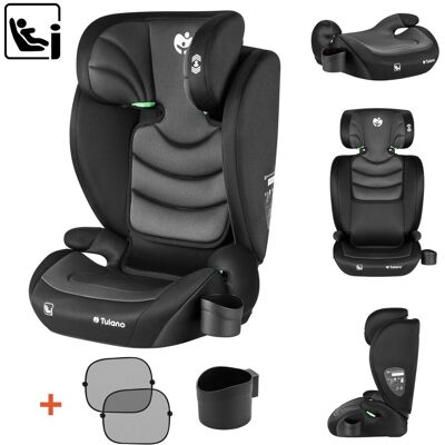Fotelik samochodowy Tulano Joy 20 Black-Grey 100-150cm I-size 3,5-12 lat regulowany zagłowek Fotelik samochodowy Tulano Joy 20 Black-Grey 100-150cm I-size 3,5-12 lat regulowany zagłowek
