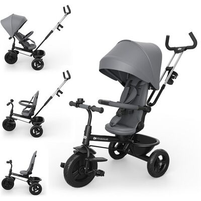 Kinderkraft Aston 2 Plus - rowerek trójkołowy 6w1 z rozkładanym oparciem Grey Kinderkraft Aston 2 Plus - rowerek trójkołowy 6w1 z rozkładanym oparciem Grey