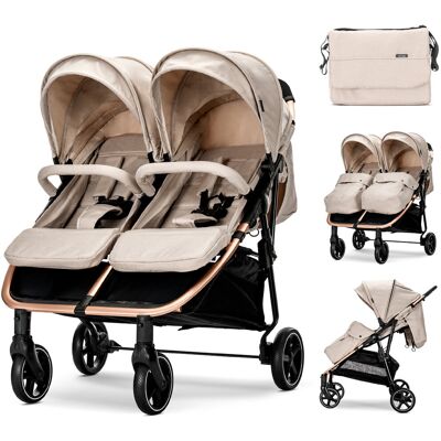 Podwójny Wózek Spacerowy Spacerówka Dla Bliźniaków Do 22kg Lorelli Duo Beżowy Podwójny Wózek Spacerowy Spacerówka Dla Bliźniaków Do 22kg Lorelli Duo Beżowy