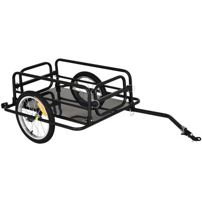 Przyczepa rowerowa HOMCOM, przyczepa towarowa do rowerów, ładowność 40 kg, zaczep do wózka ręcznego, stal, kolor czarny, 139 x 71,5 x 49 cm Przyczepa rowerowa HOMCOM, przyczepa towarowa do rowerów, ładowność 40 kg, zaczep do wózka ręcznego, stal, kolor czarny, 139 x 71,5 x 49 cm