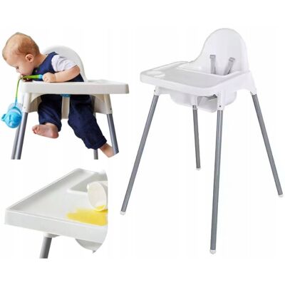 Inny producent KRZESEŁKO DO KARMIENIA DLA DZIECKA KRZESŁO 2W1 BIAŁE FOTELIK + TACA PASY Inny producent KRZESEŁKO DO KARMIENIA DLA DZIECKA KRZESŁO 2W1 BIAŁE FOTELIK + TACA PASY
