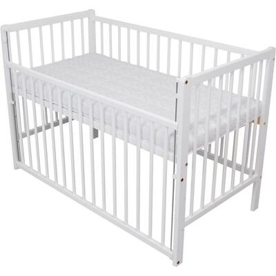 Inny producent Łóżeczko niemowlęce Marcin 120x60 białe opuszczany bok + materac DANPOL 8 cm Inny producent Łóżeczko niemowlęce Marcin 120x60 białe opuszczany bok + materac DANPOL 8 cm