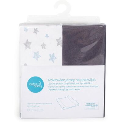 Ceba Baby pokrowiec na przewijak (50x70-80) 2szt dark grey+Blue Stars Ceba Baby pokrowiec na przewijak (50x70-80) 2szt dark grey+Blue Stars