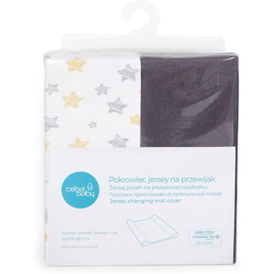 Ceba Baby pokrowiec na przewijak (50x70-80) 2szt dark grey+Yellow Stars Ceba Baby pokrowiec na przewijak (50x70-80) 2szt dark grey+Yellow Stars