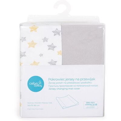 Ceba Baby pokrowiec na przewijak (50x70-80) 2szt Light grey+Yellow Stars Ceba Baby pokrowiec na przewijak (50x70-80) 2szt Light grey+Yellow Stars