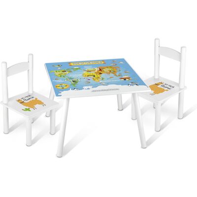 Krakpol Stolik Dziecięcy Drewniany, 2 Krzesełka – Kolorowy Zestaw Nadruk 60x60x42cm Krakpol Stolik Dziecięcy Drewniany, 2 Krzesełka – Kolorowy Zestaw Nadruk 60x60x42cm