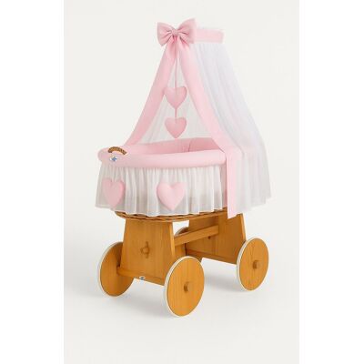 My Sweet Baby Wiklinowy kosz Mojżesza z baldachimem Amelia - naturalny + różowa pościel My Sweet Baby Wiklinowy kosz Mojżesza z baldachimem Amelia - naturalny + różowa pościel
