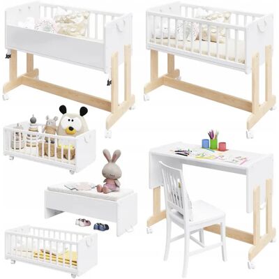 Inny producent Łóżeczko Dostawka 6w1 Leto 90x40 Cm Białe Materac Kosz Mojżesza Norma Ue Inny producent Łóżeczko Dostawka 6w1 Leto 90x40 Cm Białe Materac Kosz Mojżesza Norma Ue