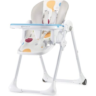Kinderkraft Krzesełko do karmienia Yummy - składane, 7 poziomów, tacka, pasy, kółka Kinderkraft Krzesełko do karmienia Yummy - składane, 7 poziomów, tacka, pasy, kółka