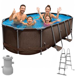Basen stelażowy 4,27m x 2,75m 8073L brązowy z pompą i drabinką Warmtec BW427 Basen stelażowy 4,27m x 2,75m 8073L brązowy z pompą i drabinką Warmtec BW427
