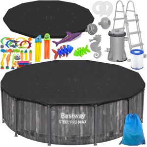 Stator Basen Stelażowy Bestway 366x100 cm Zestaw Pompa Drabinka Pokrywa Zabawki Stator Basen Stelażowy Bestway 366x100 cm Zestaw Pompa Drabinka Pokrywa Zabawki