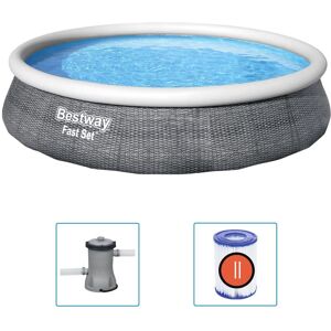 VMP Bestway Nadmuchiwany basen ogrodowy Fast Set, zestaw z pompą, 396x84cm VMP Bestway Nadmuchiwany basen ogrodowy Fast Set, zestaw z pompą, 396x84cm