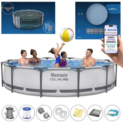 Basen Bestway 366x76 cm Stelażowy Okrągły Z Pompą Filtracyjną 9w1 DLA DZIECI BASEN DO OGRODU + E-BOOK-2 Basen Bestway 366x76 cm Stelażowy Okrągły Z Pompą Filtracyjną 9w1 DLA DZIECI BASEN DO OGRODU + E-BOOK-2