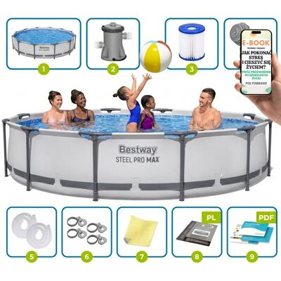 Basen Ogrodowy Stelażowy 366x76 Bestway 9w1 Pompa Filtr Rodzinny + E-BOOK-1 Basen Ogrodowy Stelażowy 366x76 Bestway 9w1 Pompa Filtr Rodzinny + E-BOOK-1