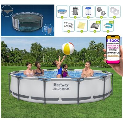 Basen Rodzinny Ogrodowy Bestway 366x76 Stelażowy Zestaw Pompa BESTWAY 9w1 + E-BOOK-3 Basen Rodzinny Ogrodowy Bestway 366x76 Stelażowy Zestaw Pompa BESTWAY 9w1 + E-BOOK-3