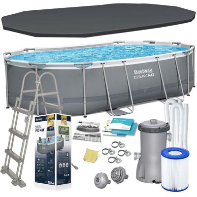 Basen stelażowy ogrodowy Bestway 488x305x107 cm owalny zestaw 11w1 Basen stelażowy ogrodowy Bestway 488x305x107 cm owalny zestaw 11w1