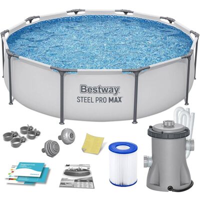 Basen stelażowy ogrodowy Bestway okrągły dla rodziny 305x76 cm zestaw 9w1 Basen stelażowy ogrodowy Bestway okrągły dla rodziny 305x76 cm zestaw 9w1