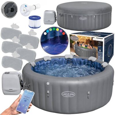 RAMIZ Bestway Lay-Z-Spa SANTORINI PRO 7 LED aplikacja hydromasaż 5-7osob 6001T RAMIZ Bestway Lay-Z-Spa SANTORINI PRO 7 LED aplikacja hydromasaż 5-7osob 6001T