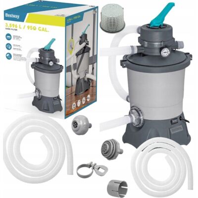 Bestway POMPA PIASKOWA 58515 FILTRUJĄCA DO BASENÓW 3596L/h ZŁĄCZKI WĘŻE ZESTAW Bestway POMPA PIASKOWA 58515 FILTRUJĄCA DO BASENÓW 3596L/h ZŁĄCZKI WĘŻE ZESTAW