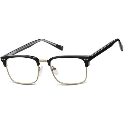 SUNOPTIC Okulary półramkowe zerówki prostokątne oprawki korekcyjne 878 czarny/złoty SUNOPTIC Okulary półramkowe zerówki prostokątne oprawki korekcyjne 878 czarny/złoty