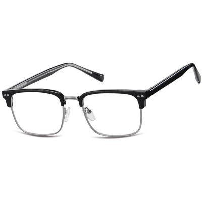 SUNOPTIC Okulary półramkowe zerówki prostokątne oprawki korekcyjne 878A czarny/srebrny SUNOPTIC Okulary półramkowe zerówki prostokątne oprawki korekcyjne 878A czarny/srebrny