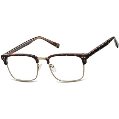 SUNOPTIC Okulary półramkowe zerówki prostokątne oprawki korekcyjne 878E panterkowy/złoty SUNOPTIC Okulary półramkowe zerówki prostokątne oprawki korekcyjne 878E panterkowy/złoty