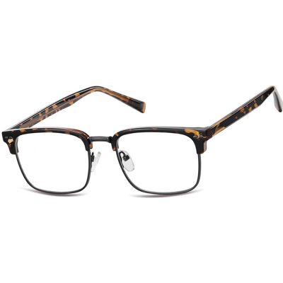 SUNOPTIC Okulary półramkowe zerówki prostokątne oprawki korekcyjne 878F panterkowy/grafitowy SUNOPTIC Okulary półramkowe zerówki prostokątne oprawki korekcyjne 878F panterkowy/grafitowy