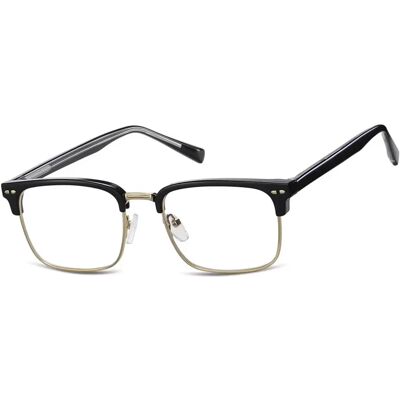 SUNOPTIC Okulary Półramkowe Zerówki Prostokątne Oprawki Korekcyjne 878 Czarny/złoty SUNOPTIC Okulary Półramkowe Zerówki Prostokątne Oprawki Korekcyjne 878 Czarny/złoty