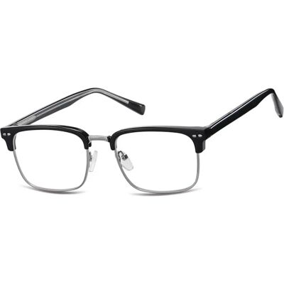 SUNOPTIC Okulary Półramkowe Zerówki Prostokątne Oprawki Korekcyjne 878a Czarny/srebrny SUNOPTIC Okulary Półramkowe Zerówki Prostokątne Oprawki Korekcyjne 878a Czarny/srebrny