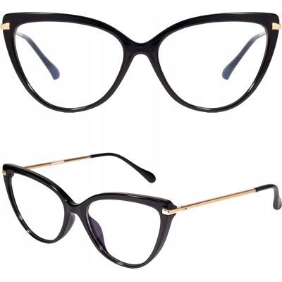 Inny producent Okulary Zerówki Damskie Kocie Cat Eye Czarno-Złote Oprawy Korekcyjne Tr90 Czarny Kobieta Inny producent Okulary Zerówki Damskie Kocie Cat Eye Czarno-Złote Oprawy Korekcyjne Tr90 Czarny Kobieta