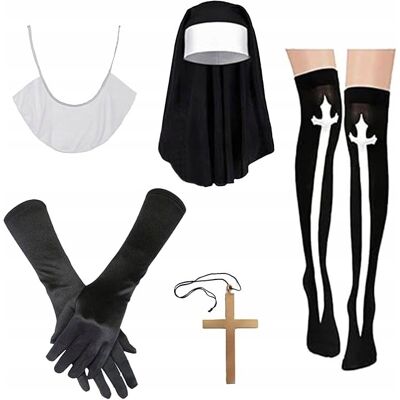 Inny producent Akcesoria Do Kostiumu Zakonnicy Welon Kołnierz Zakolanówki Krzyż Halloween Inny producent Akcesoria Do Kostiumu Zakonnicy Welon Kołnierz Zakolanówki Krzyż Halloween