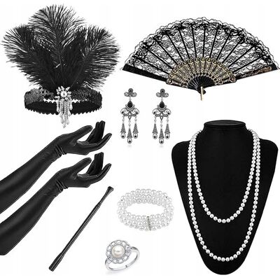 inna (Inny) AKCESORIA LATA 20 GATSBY FLAPPER OPASKA WACHLARZ RĘKAWICZKI KOSTIUM inna (Inny) AKCESORIA LATA 20 GATSBY FLAPPER OPASKA WACHLARZ RĘKAWICZKI KOSTIUM